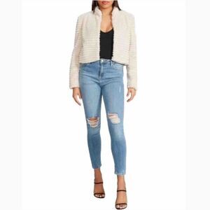 NWT Betsey Johnson Faux Fur Chubby Mini Jacket Sz XS, Tan Lined Soft Mob Wife